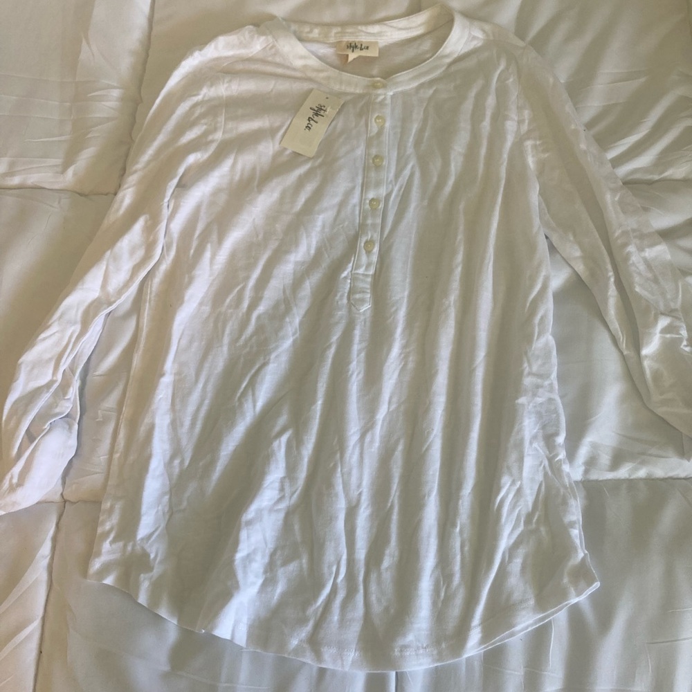 White, button up t-shirt